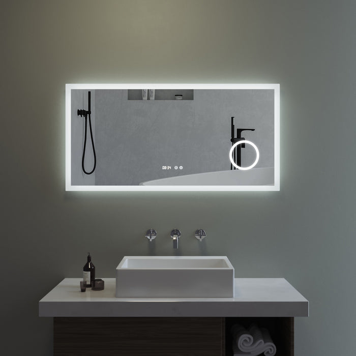 Led Badspiegel 80x60 mit Beleuchtung Touch Uhr Kosmetikspiegel Dimmbar  Spiegel