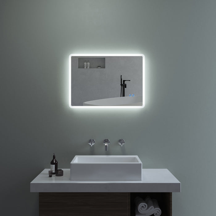 LM13 Badezimmerspiegel mit Touch-Beleuchtung, Uhr, 3-facher Vergrößerung,  Antibeschlag, IP44 energiesparend I