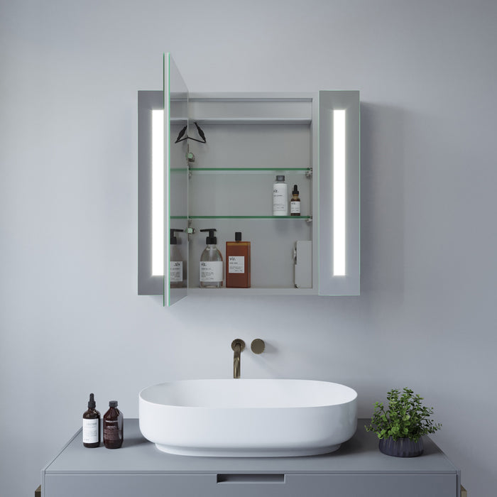 Beleuchtung mit LED 65x60cm Spiegelschrank Steckdose Badezimmerschrank