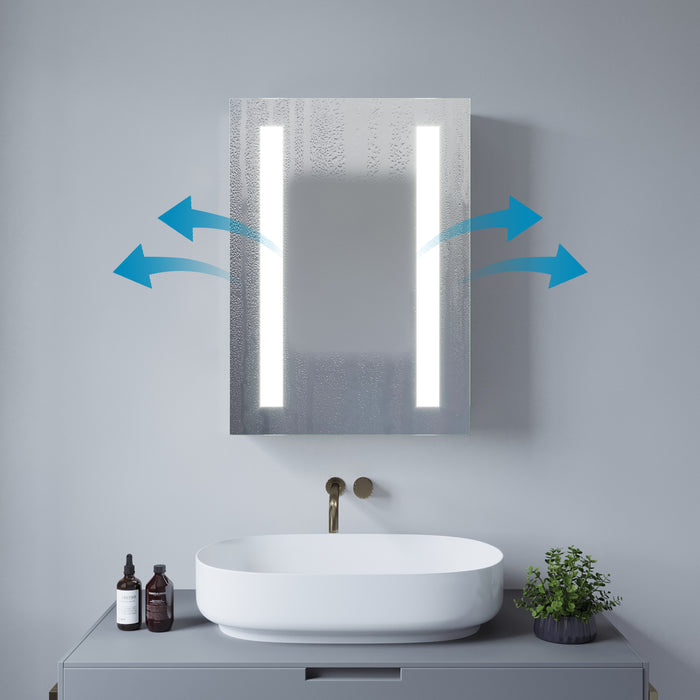 Steckdose mit Badezimmerschrank Spiegelschrank LED 50x70cm Beleuchtung