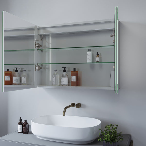 HOMCOM Badspiegel mit Ablage LED Lichtspiegel Badezimmerspiegel Wandspiegel  15W (Modell4) Wasserdicht 50 x 15,5 x 70 cm